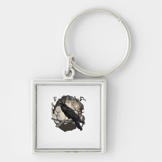 F-Caw-F Funny Raven Pun Gothic Crow Humour Retro C Key Ring (Front)