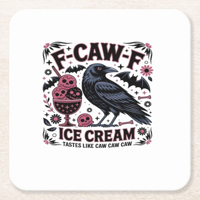 F Caw F Funny Trendy Square Paper Coaster (Front)