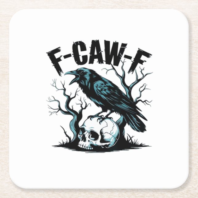 F-Caw-F Funny Trendy Square Paper Coaster (Front)