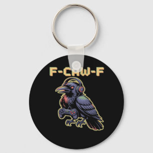 F-Caw-F Gaming Raven With Headphones - Edgy Stream Key Ring