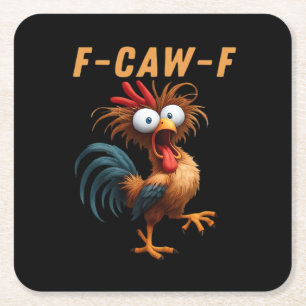 F-Caw-F Gothic Crow Humour Funny Vintage Style Square Paper Coaster