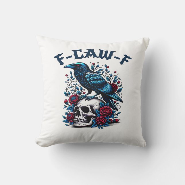 F-Caw-F Gothic Crow Raven Skull Classic Cushion (Front)