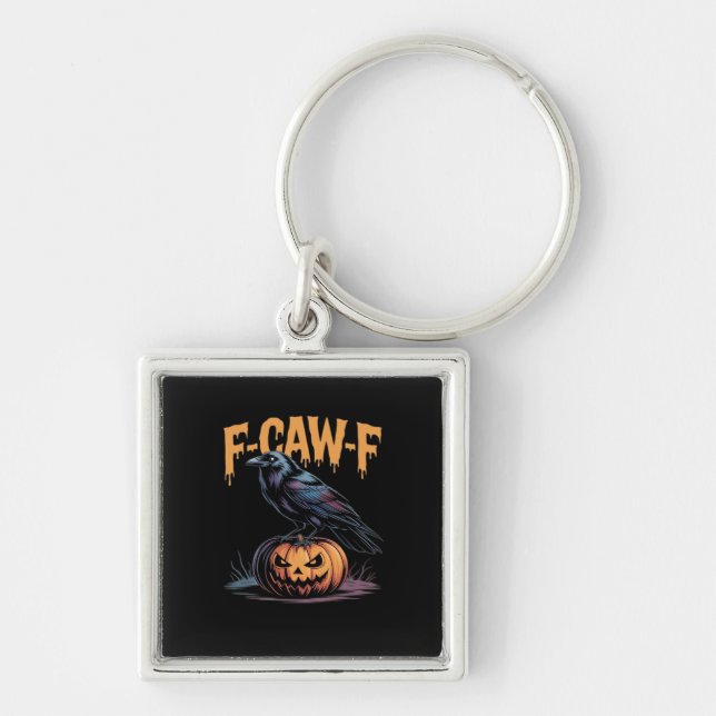 F-Caw-F Halloween Raven Jack-O-Lantern Spooky Seas Key Ring (Front)