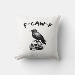 F-Caw-F Halloween Raven Skull Gothic Humour Funny  Cushion