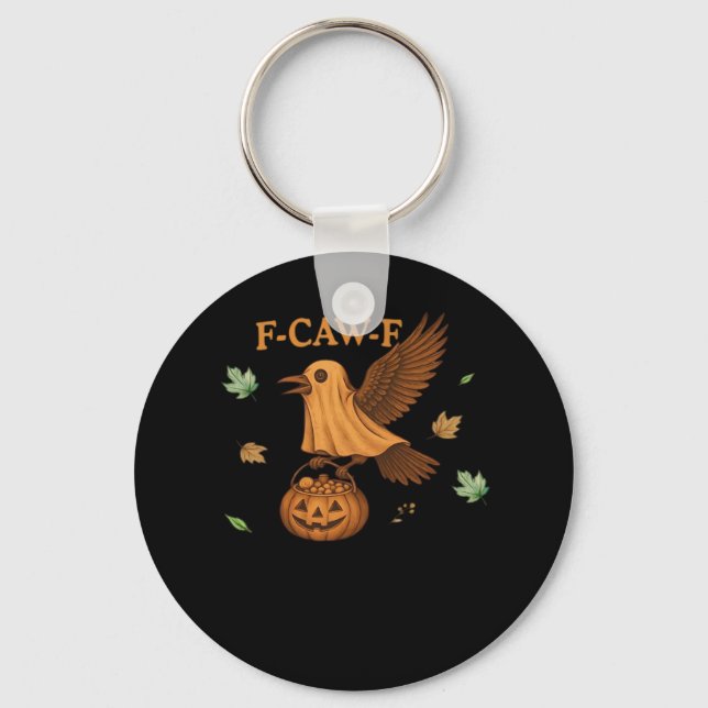 F-Caw-F Halloween Retro Classic Key Ring (Front)
