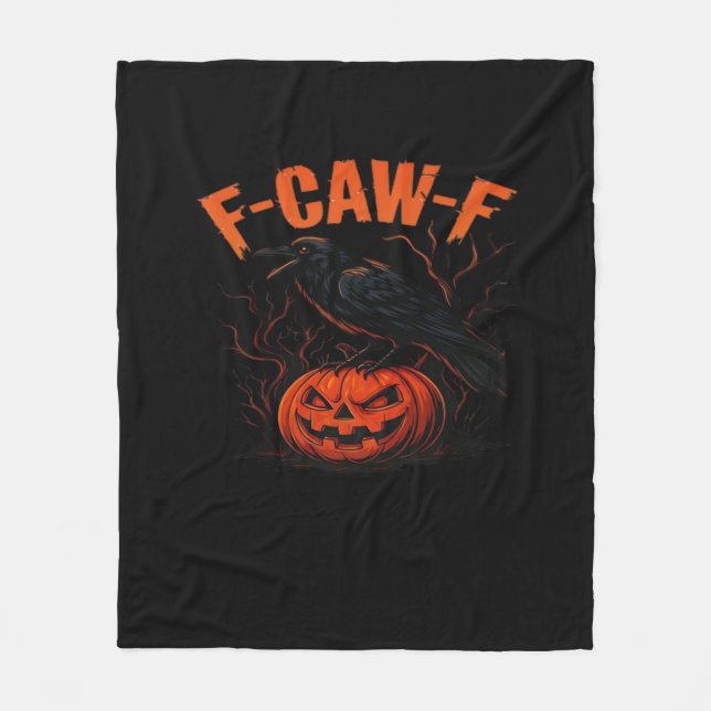 F-Caw-F Halloween Trendy Casual Fleece Blanket (Front)