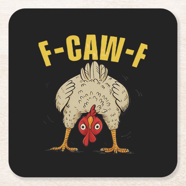 F-Caw-F Humour Gothic Crow Funny Aesthetic Style Square Paper Coaster (Front)
