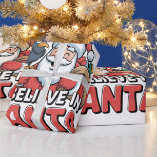 F-Caw-F I Believe in Santa Funny Christmas Crow Wrapping Paper