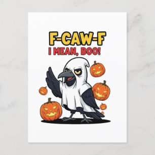 F-Caw-F I Mean Boo Funny Spooky Halloween Skull   Holiday Postcard