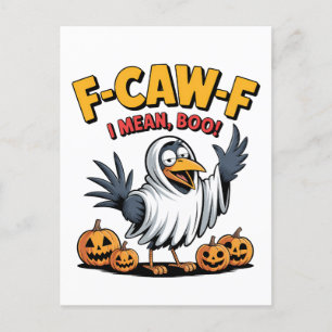 F-Caw-F I Mean Boo Funny Spooky Halloween Skull Invitation Postcard