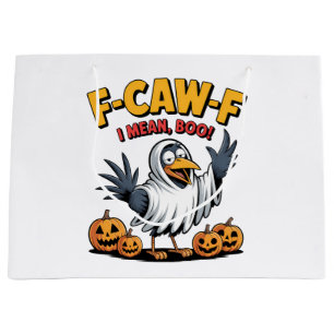 F-Caw-F I Mean Boo Funny Spooky Halloween Skull Large Gift Bag
