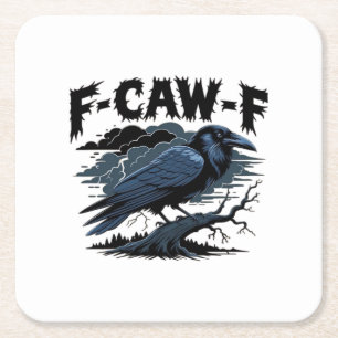 F-Caw-F Minimal Clean Design Square Paper Coaster