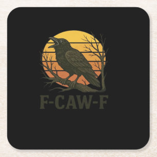F-Caw-F Minimal Clean Square Paper Coaster