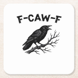 F-Caw-F Minimal Clean Square Paper Coaster