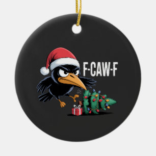 F-caw-f Raven Crow Xmas Tree Christmas Raven Ceramic Tree Decoration