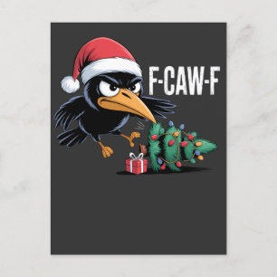 F-caw-f Raven Crow Xmas Tree Christmas Raven Holiday Postcard
