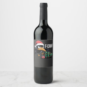 F-caw-f Raven Crow Xmas Tree Christmas Raven Wine Label