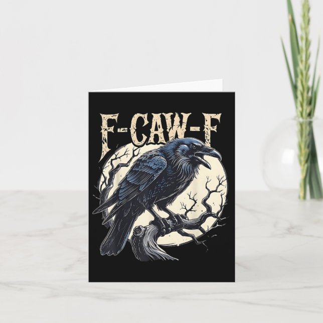F-caw-f Raven Funny Crow Pun Retro Gothic Aestheti Card (Front)