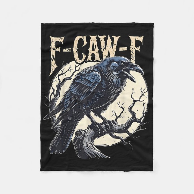 F-caw-f Raven Funny Crow Pun Retro Gothic Aestheti Fleece Blanket (Front)