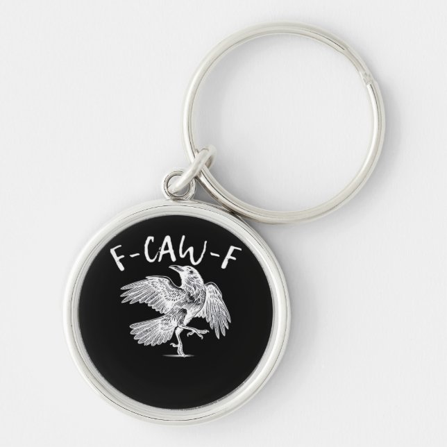 F-Caw-F Raven Vintage Graphic Key Ring (Front)