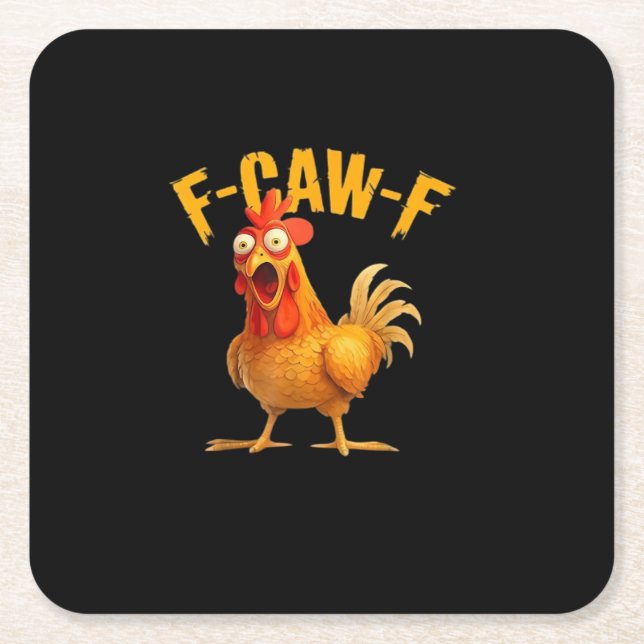 F-Caw-F Retro Classic Square Paper Coaster (Front)