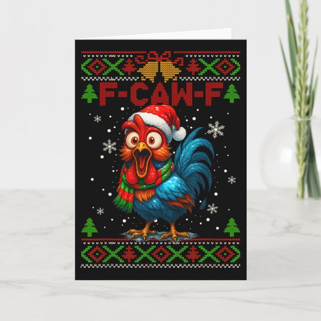 F Caw F Rooster Funny Bird Fcawf Chicken Whisperer Card (Front)