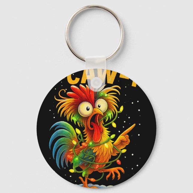 F Caw F Rooster Funny Bird Fcawf Chicken Whisperer Key Ring (Front)