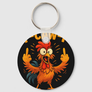 F Caw F Rooster Funny Sarcastic Chicken Middle Fin Key Ring