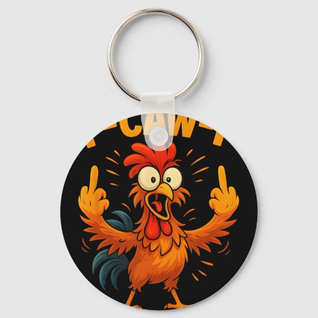 F Caw F Rooster Funny Sarcastic Chicken Middle Fin Key Ring (Front)