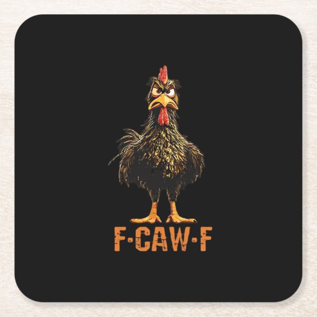 F-Caw-F Simple Clean Square Paper Coaster (Front)