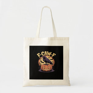 F-Caw-F Spooky Halloween Raven Pumpkin- Bat Moon N Tote Bag