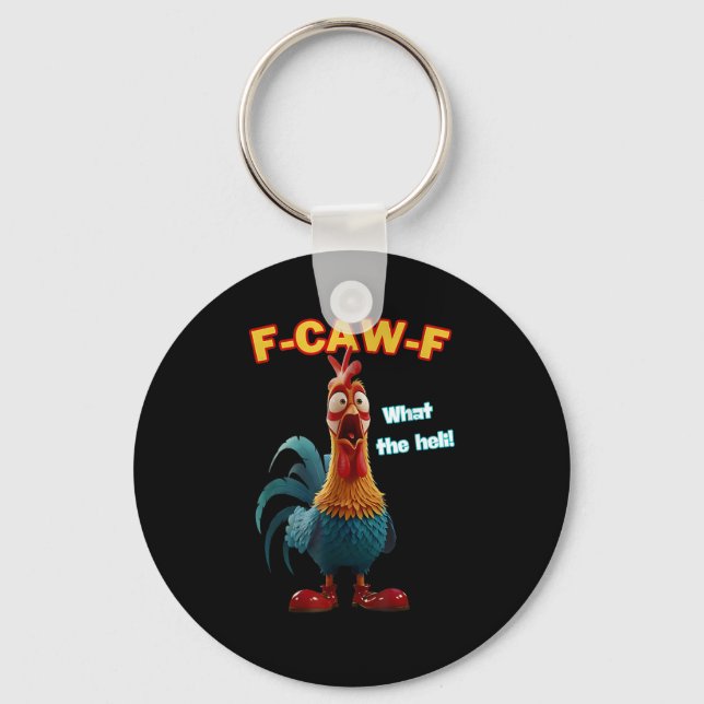 F-Caw-F The Funny Chicken Humour F-Caw-F Rooster Key Ring (Front)