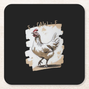 F-Caw-F Vintage Graphic Square Paper Coaster