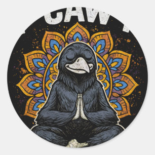F Caw F Zen Crow Shirt Funny Fcawf Meditation Rave Classic Round Sticker
