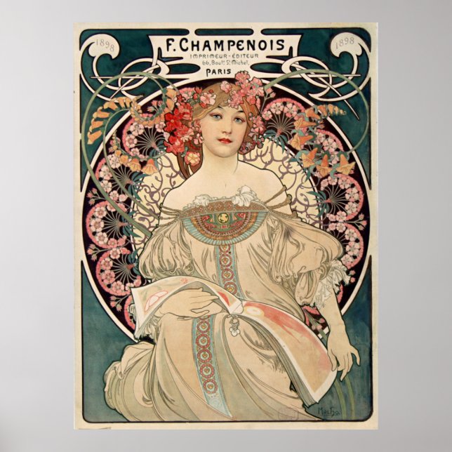 F. Champenois by Alfons Mucha - Art Nouveau Poster (Front)