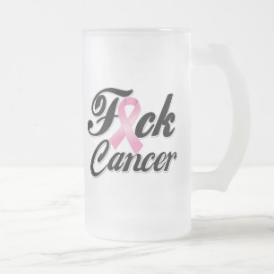 F*CK Breast Cancer Shirts Frosted Glass Beer Mug