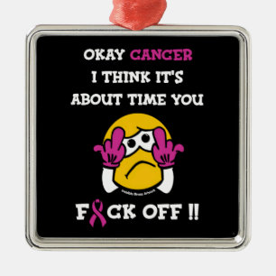 F#CK OFF...Breast Cancer Metal Tree Decoration