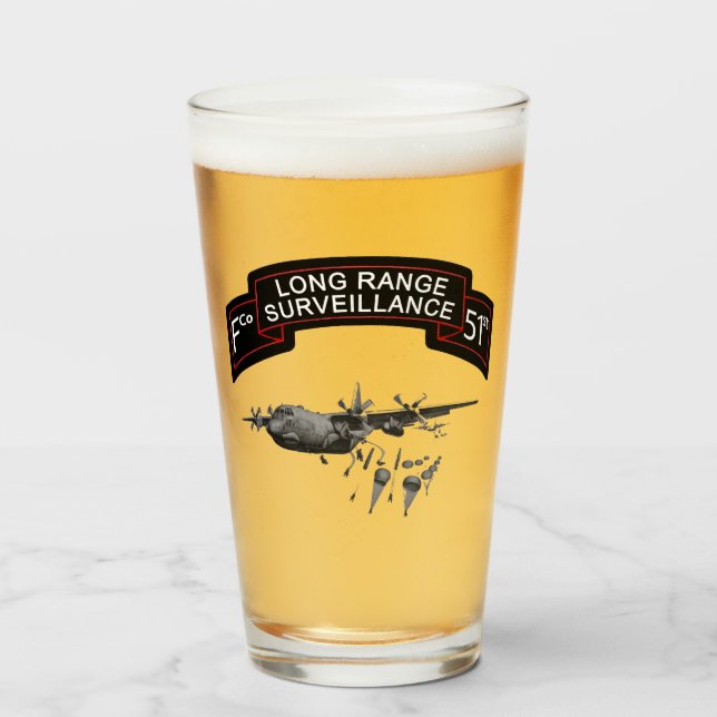 F Co 51st Inf LRSC Beer Pint Glass (Front Filled)