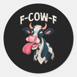 F-cow-f Funny Meme Fcowf Cow Men Women Classic Round Sticker