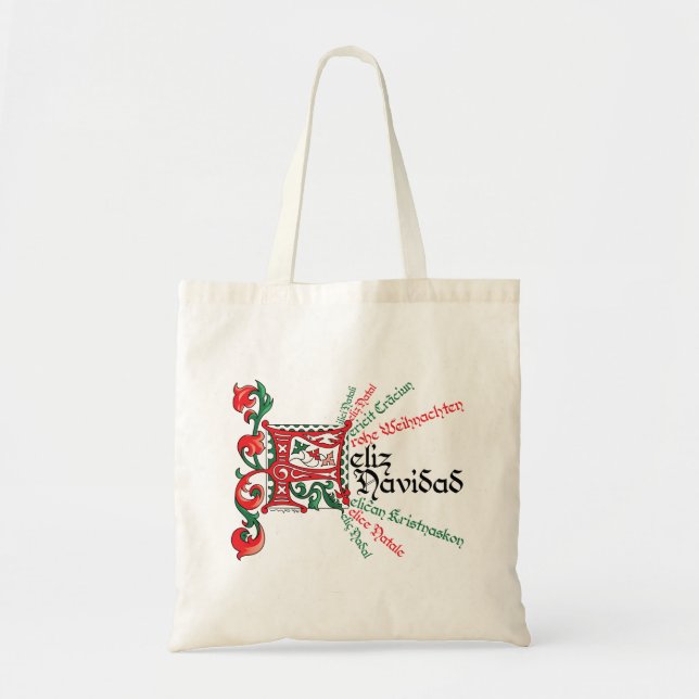 "F es para Feliz Navidad" Tote Bag (Front)