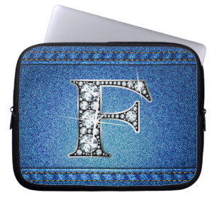 F Faux "Diamond" Denim Stitching Electronics Bag