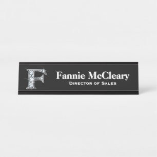 F Faux Diamond Desk Nameplate