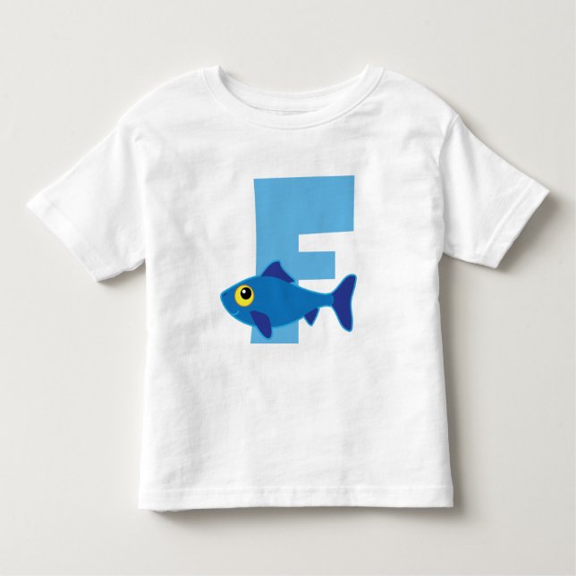 F Fish Blue Monogram Toddler T-Shirt (Front)