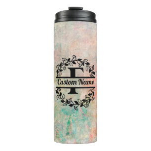 F Floral Monogram Letter Thermal Tumbler