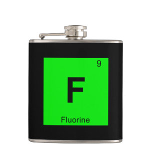 F - Fluorine Chemistry Periodic Table Symbol Hip Flask