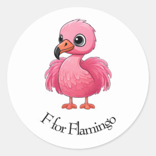 F for Flamingo Classic Round Sticker