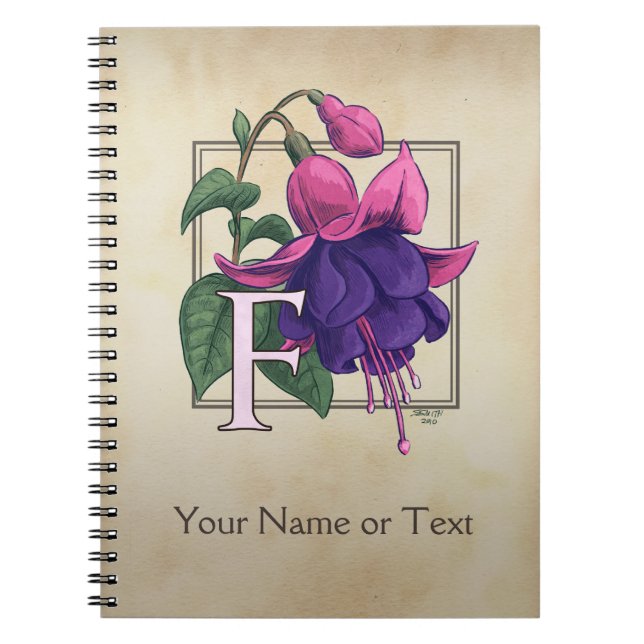 F for Fuchsia Personalised Monogram Spiral Notebook (Front)
