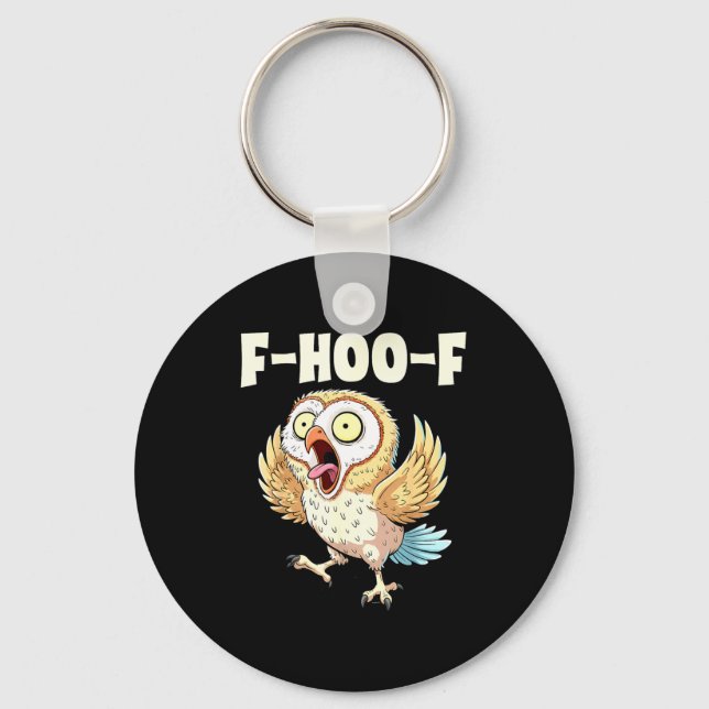 F-hoo-f Owl Meme – Funny Screaming Owl Bird Meme G Key Ring (Front)
