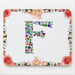 F Initial Gem Design Mouse Pad