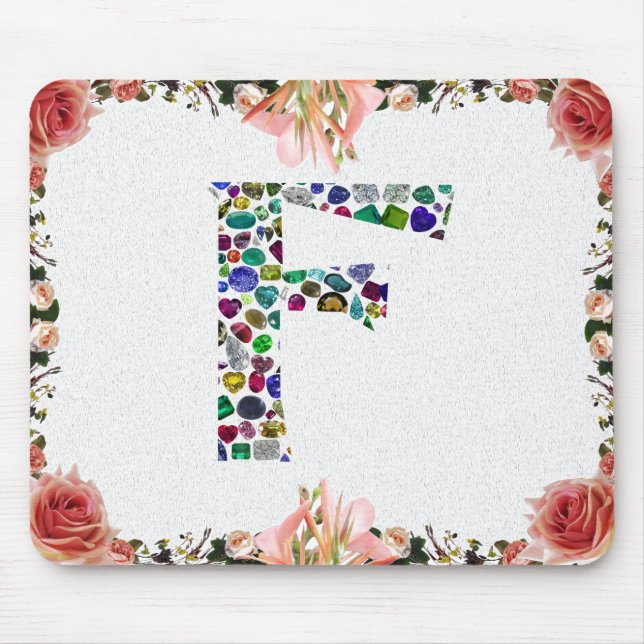 F Initial Gem Design Mouse Pad (Front)